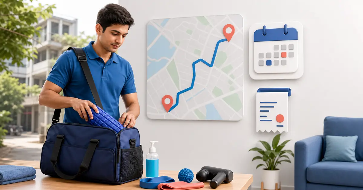 Home-Visit Physiotherapy Scheduling and Billing workflow illustration for a Bangladesh physiotherapy center